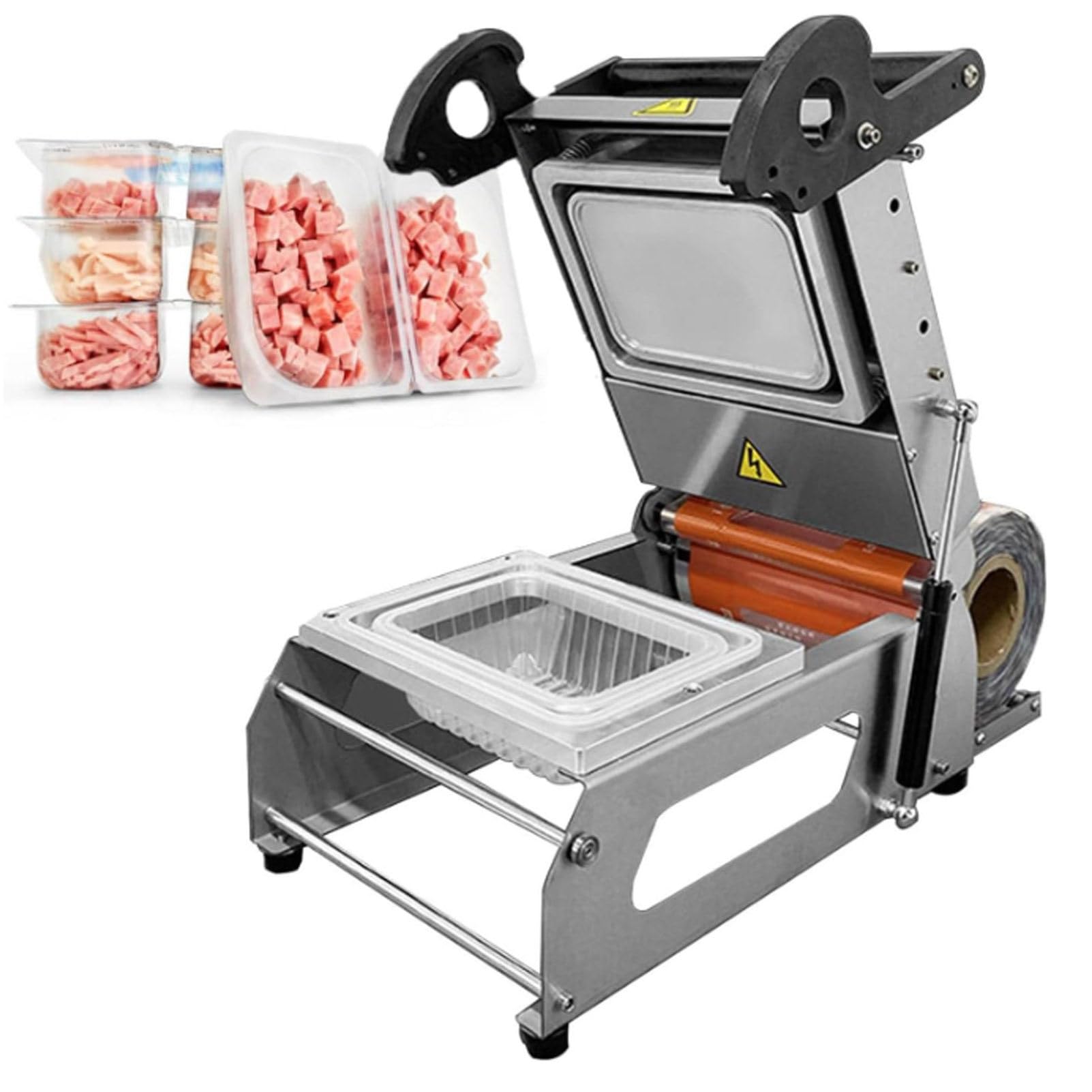 Machine de thermoscellage de barquettes alimentaires commerciales, machine d'emballage alimentaire à pression manuelle pour plats à emporter, idéale pour les steaks et les aliments cuits, scelleuse