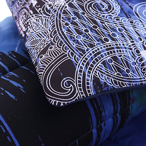 Ntbed Bohemian Elephant Comforter Set Queen 3-Pieces Microfiber Exotic Printed Bedding Boho Mandala Printed Quilt Sets, Multi #TOP5