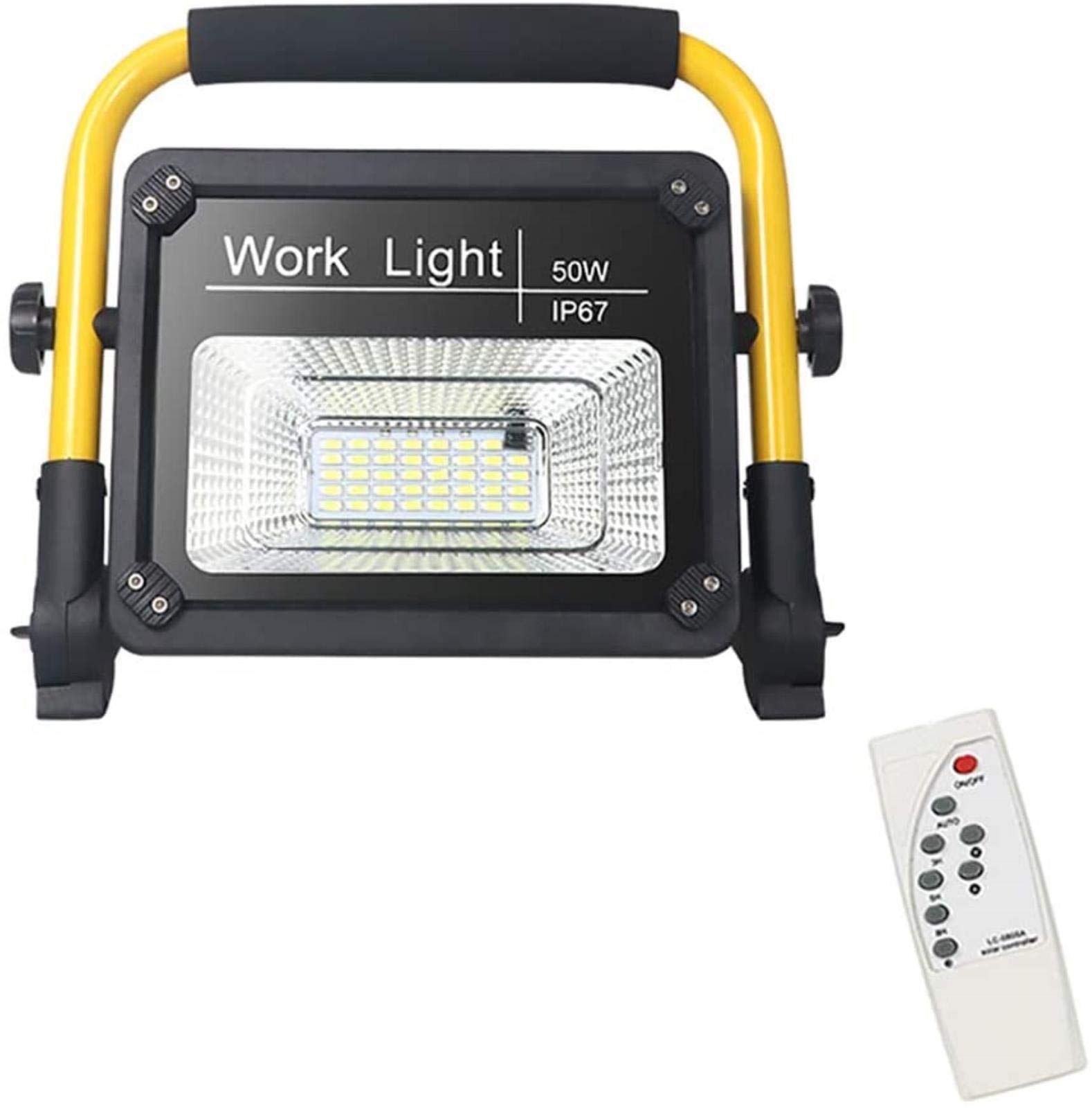 Luz de trabajo LED recargable, reflector USB con mando a distancia, 3 modos regulables, IP66 impermeable, portátil para jardín al aire libre, camping, viajes