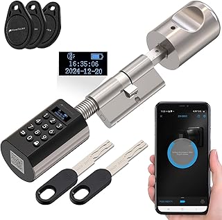 VisorTech Türzylinder: Elektronischer Tür-Schließzylinder mit Display, Code, Transponder, App (Tür-Schloß, Elektronisches Türschloss Haustür, RFID)