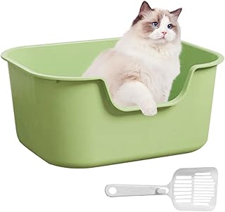 Bandeja De Areia Para Gatos|Caixa De Areia Para Gatos Grande Bandeja De Areia Antiaderente Com Colher|19.7X15.8X8.7inch Grande Bandeja De Areia Durável Caixa De Areia Padrão Gatos Pequenos E Grandes
