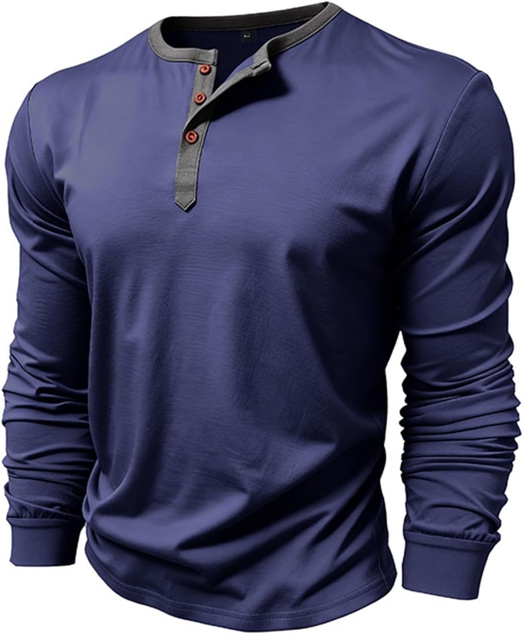 Mens Long Sleeve Henley Shirt | Round Neck Button Up Pullover Top, Soft Breathable for Layering, Casual Comfort