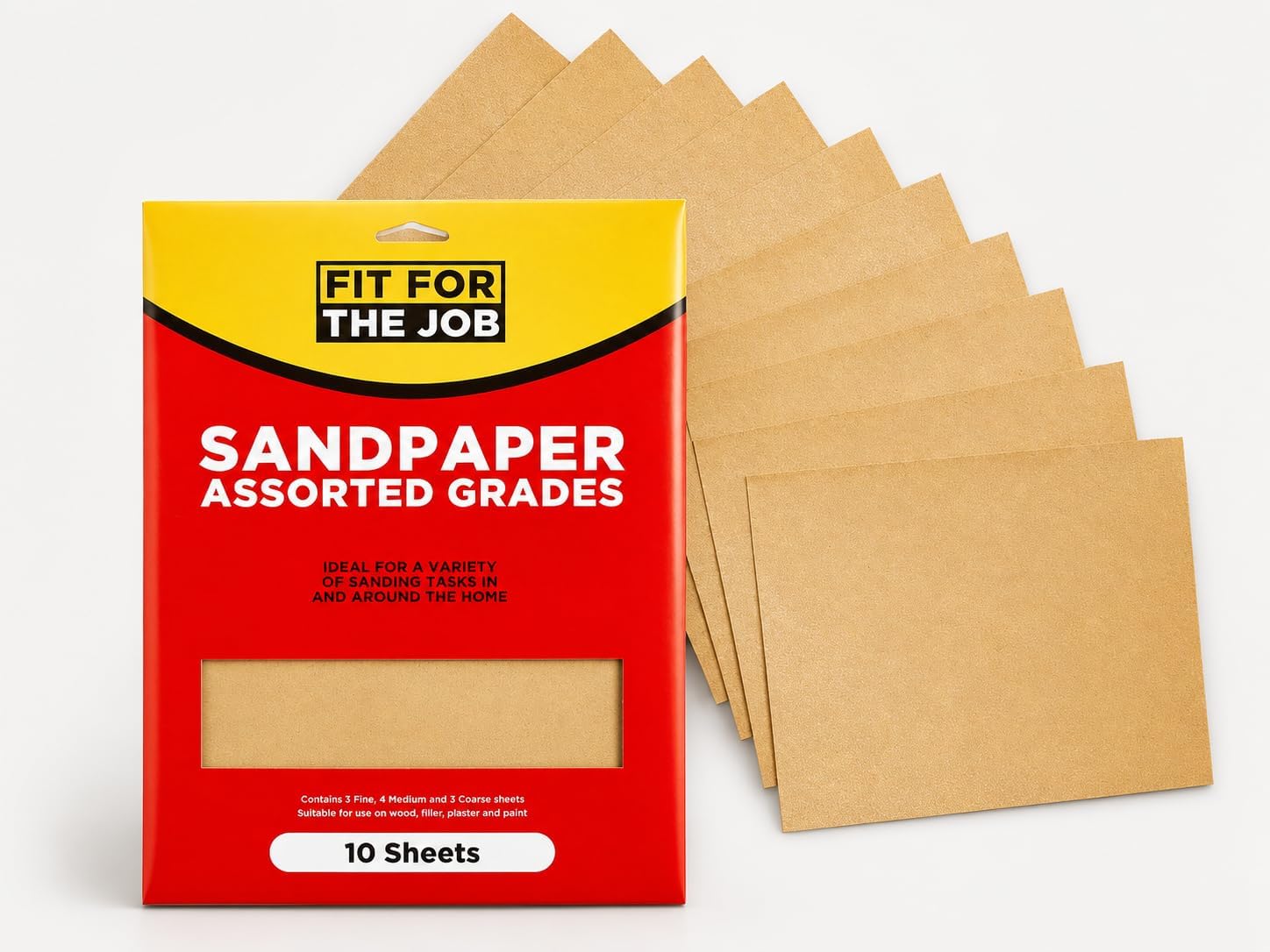 Fit For The Job 10 Large A4 Size Sheets Sandpaper 11x9 inch (230x280mm)