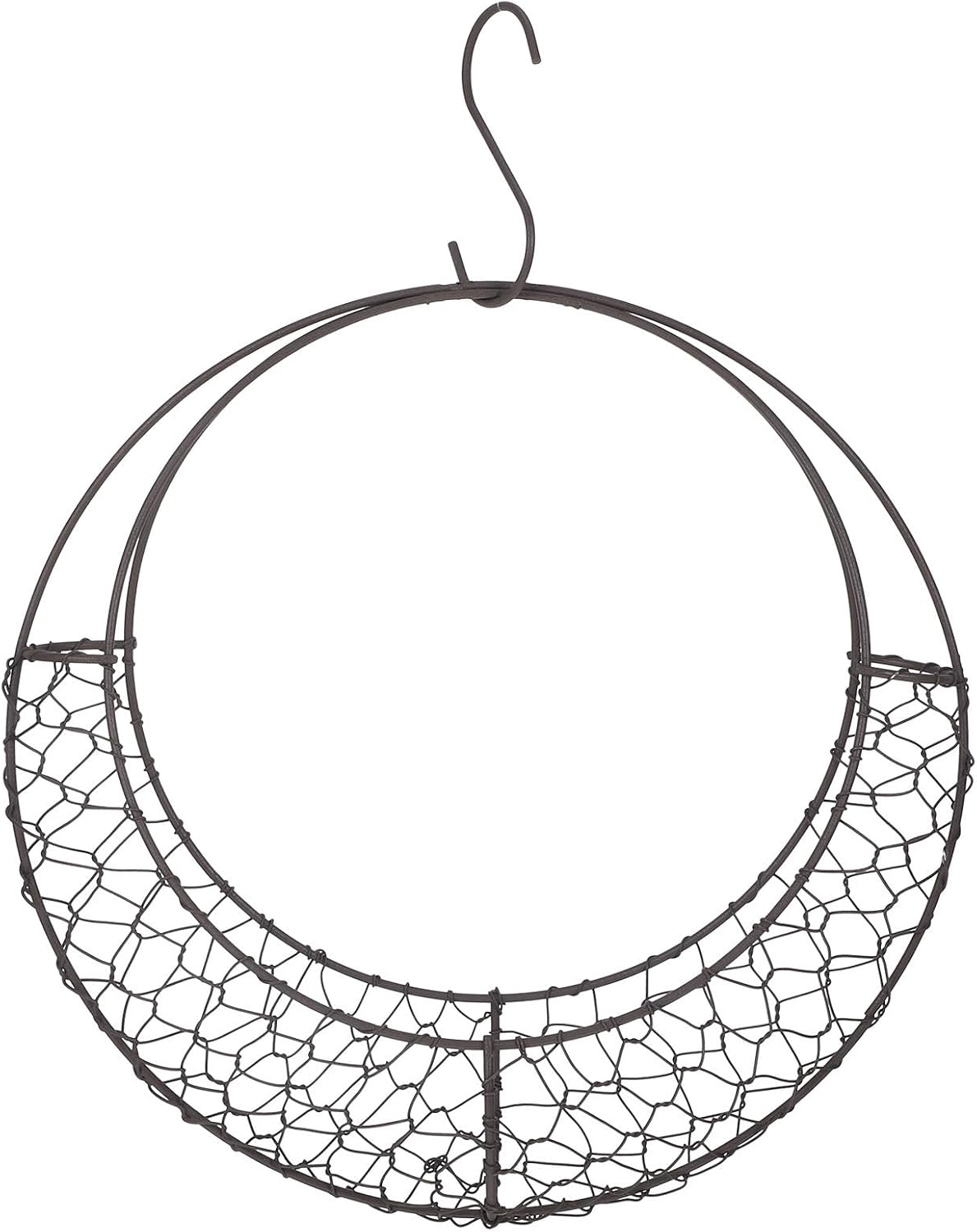 Hemoton Metal Hanging Basket Black Crescent-Shaped Wire Frame