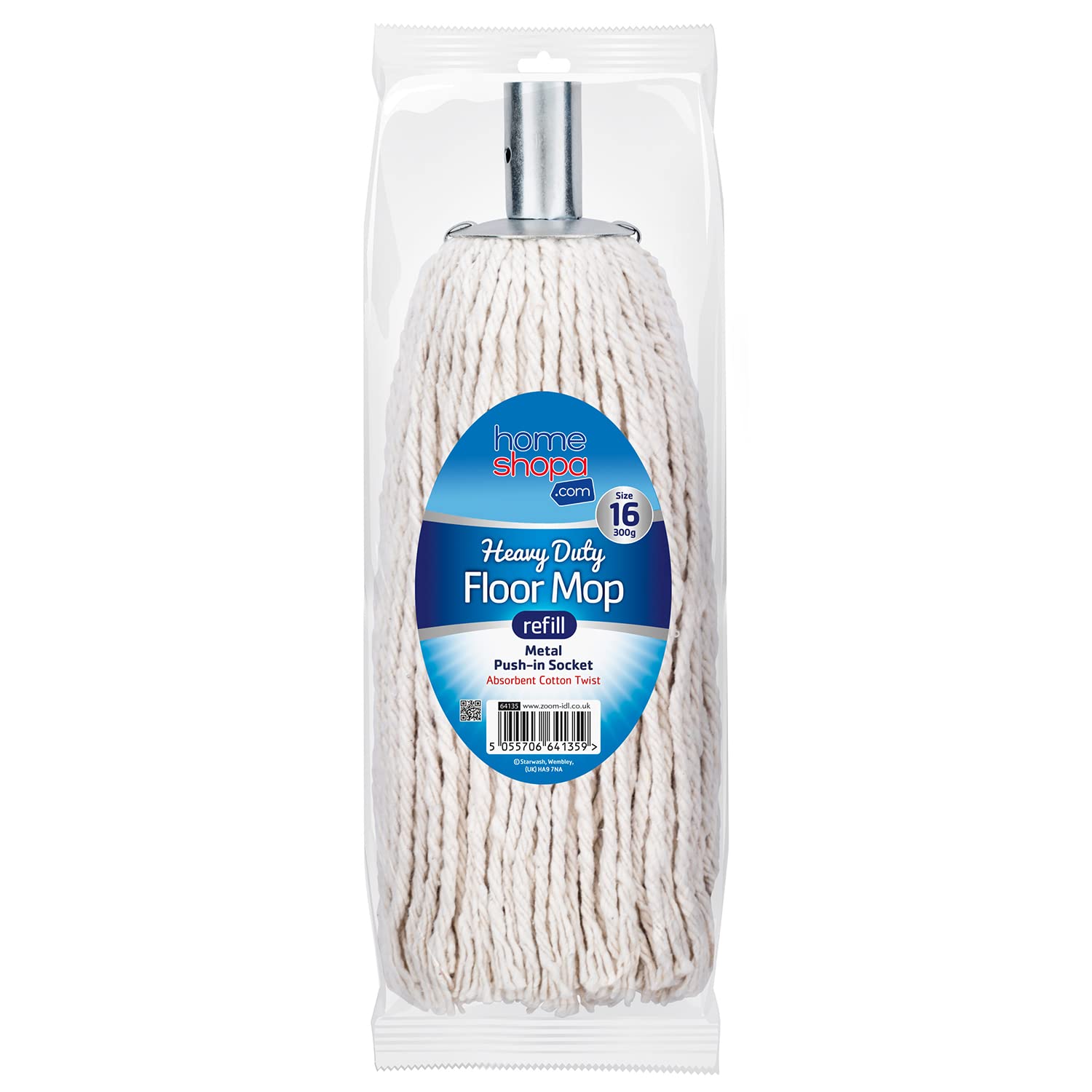 Homeshopa.com 1 Pack Homeshopa Cotton Mop Heads Replacement, 16 Size Super Absorbent Mop Refill Head With Metal Socket, Heavy Duty Floor Cleaning