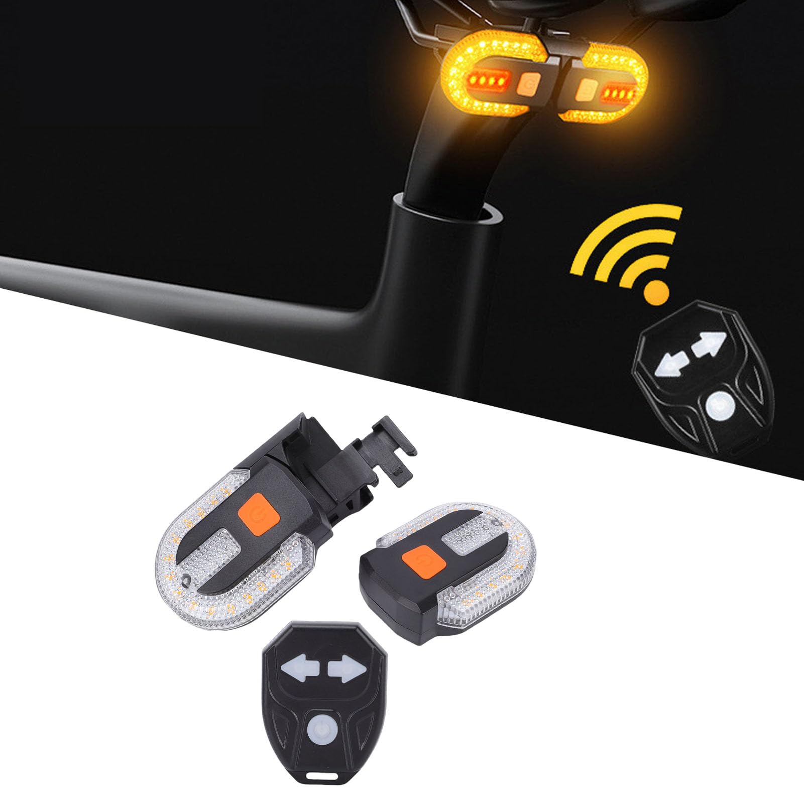 CHICIRIS Señales de para Bicicleta Luz Trasera LED Recargable por USB con Control Remoto 5 Modos ABS 4 Luces Traseras 2 Controles Remotos para Montar de Noche en Bicicletas de Montaña