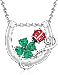 St Patricks Day Shamrock Necklace for Women Girls Horseshoe Four Leaf Clover Nec - Compare price