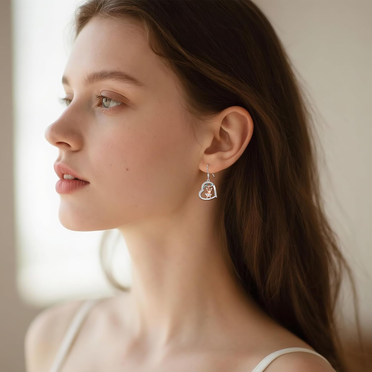 Heart Earrings 925 Sterling Silver Animal Dangle Earrings Heart Jewelry Gifts for Women - Image 3