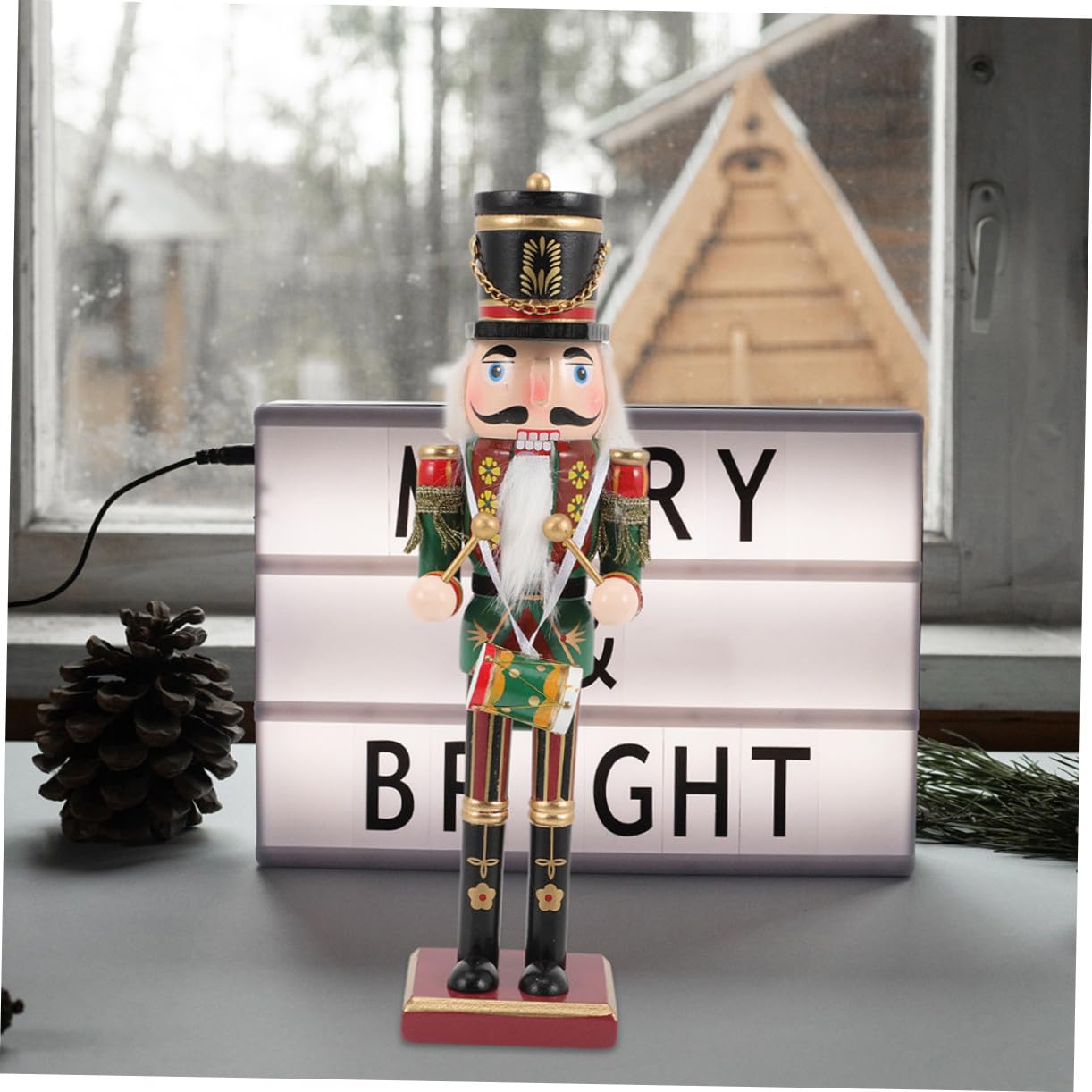 2 Piezas de Madera Decoración Navideña Adornos Festivos Soldado y para Hogar y Oficina
