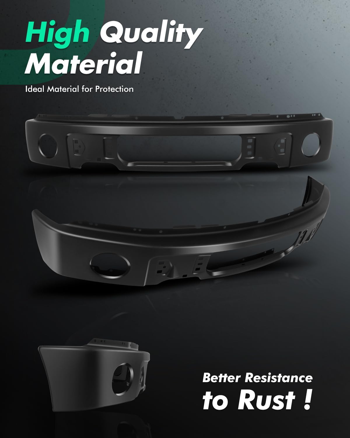 SCITOO Front Bumper Face Bar fit for Ford F-150 2009-2014 Black Steel Bumper Comes without Parking Sensor HolesWith Fog Light Holes
