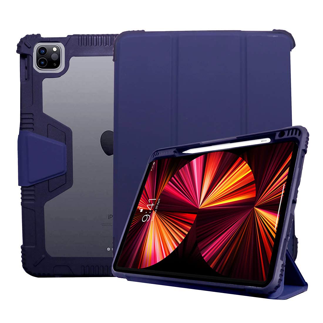 ProElite Rugged Shockproof Armor Smart flip case Cover for Apple iPad Pro 11 inch 4th/3rd Generation 2022/2021 with Pencil Holder, Dark Blue (B09C3BKG9X) Amazon Price History, Amazon Price Tracker