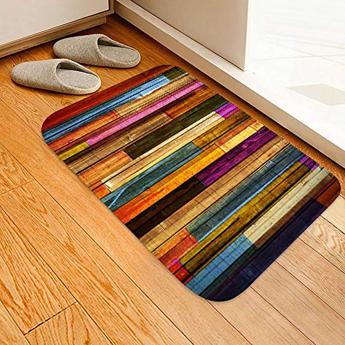 3D Farbe Holzbrett Badematten und Teppiche, Flanellgewebe Rutschfeste Gummiunterlage Bad Teppich Dekorative Bodenmatte Waschbar Runner Area Rug 40x60 cm / 15,75x23,62" Cover