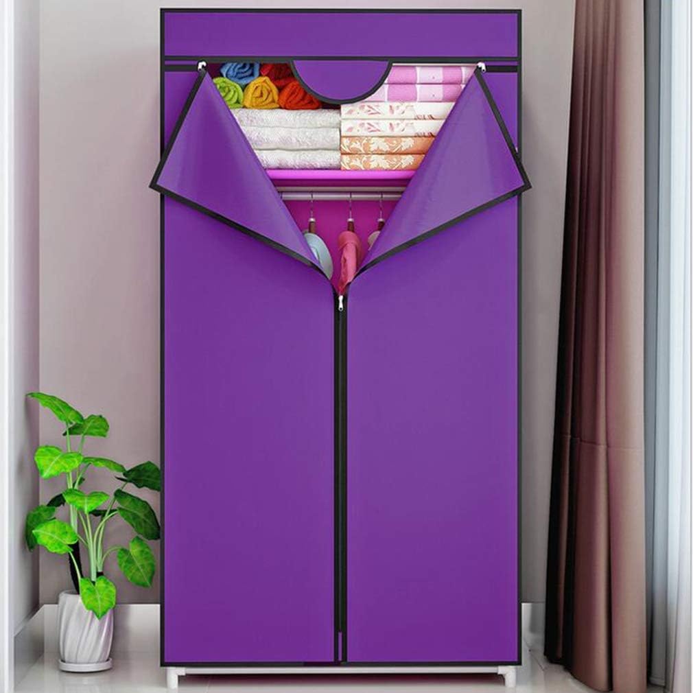 Cloth Wardrobe Portable Closet, Clothes Closet Wardrobe Storage Closet Standing Closet Fabric Cabinet Portable Wardrobe,Purple_90x45x166cm