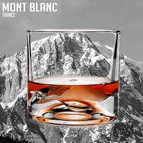 image for LIITON Mont Blanc Heavy Crystal Whiskey Glasses Gift Set of 2, Thick F