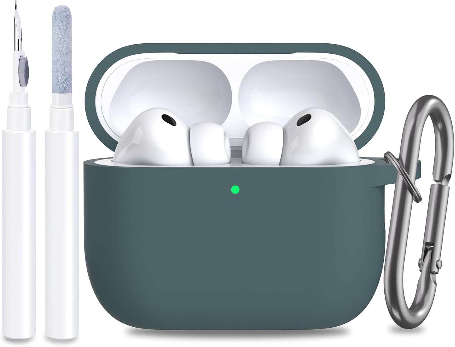 Compatible with AirPods Pro 3 Case Cover with Cleaning Kit, Soft Protective Silicone Skin Accessories for Men Women for Apple AirPods Pro 3 Gen(2025 Release), Front Led Visible, Grey Blue