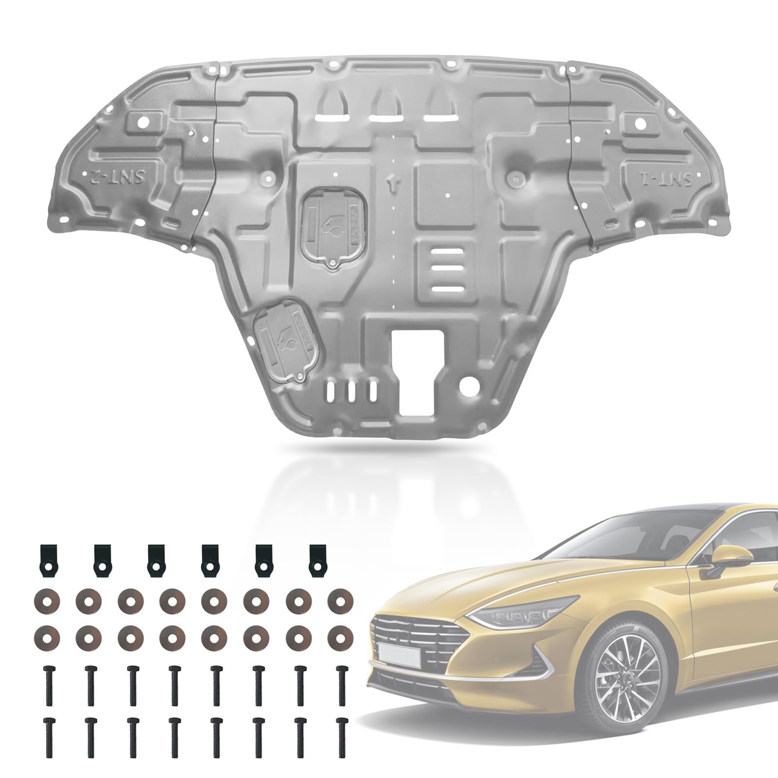 29110L0200 Engine Splash Shield Guard Compatible with Hyundai Sonata 2020 2021 2022 2023? Engine Case Guard Under Car Shield Cover OE 29110L0200, HY1228204 Engine Guard Mud Flaps w/Screw Hardware