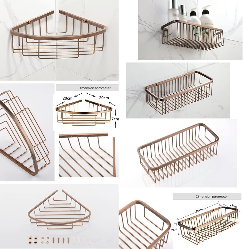 Bathroom Accessory Set Bathroom Lavatory Brushed Rose Gold Towel Rack, Towel Bars and Cosmetic Storage Basket, Towel Holder(Towel Ring)