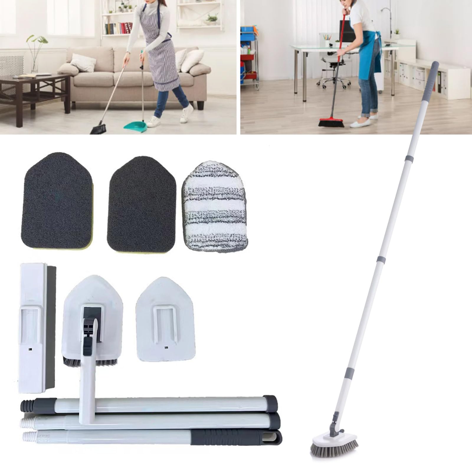Herramienta de limpieza triangular para suelos de azulejos, cepillo multisuperficie y limpiaparabrisas para baño y ducha, herramienta de limpieza eficiente para un brillo sin rayas