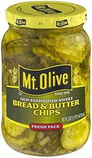 Mt. Olive Old Fashioned Bread & Butter Pickle Chips, Sweet Fresh Pack, 16 oz Jar - Authentic US-Made Pickles