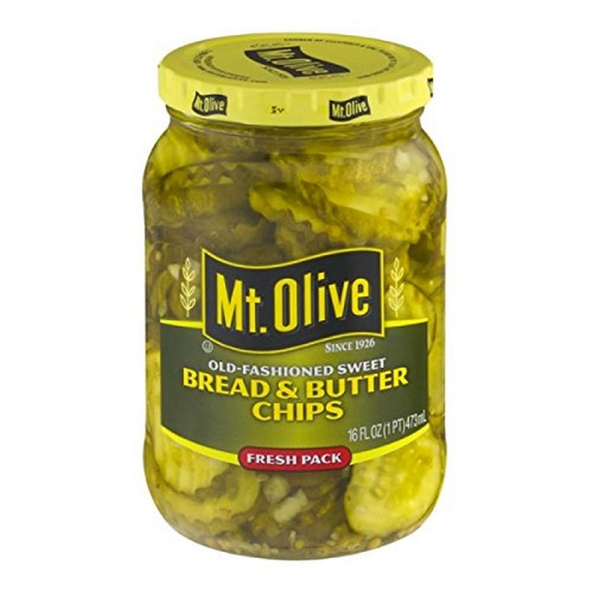Mt. Olive Old Fashioned Bread & Butter Pickle Chips, Sweet Fresh Pack, 16 oz Jar - Authentic US-Made Pickles