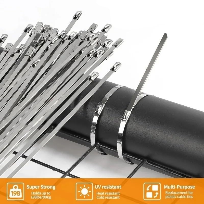 Samozamykające się opaski zaciskowe, Metalowe opaski kablowe, opaski zaciskowe ze stali nierdzewnej w kolorze srebrnym(20pcs,4.6 * 150mm)