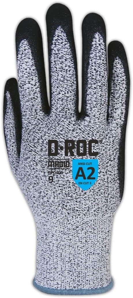 MAGID D-ROC ANSI A2 Sandy Nitrile Coated 13-Gauge Hyperon Work Gloves, 1 Pair, Size 10/XL, GPD700