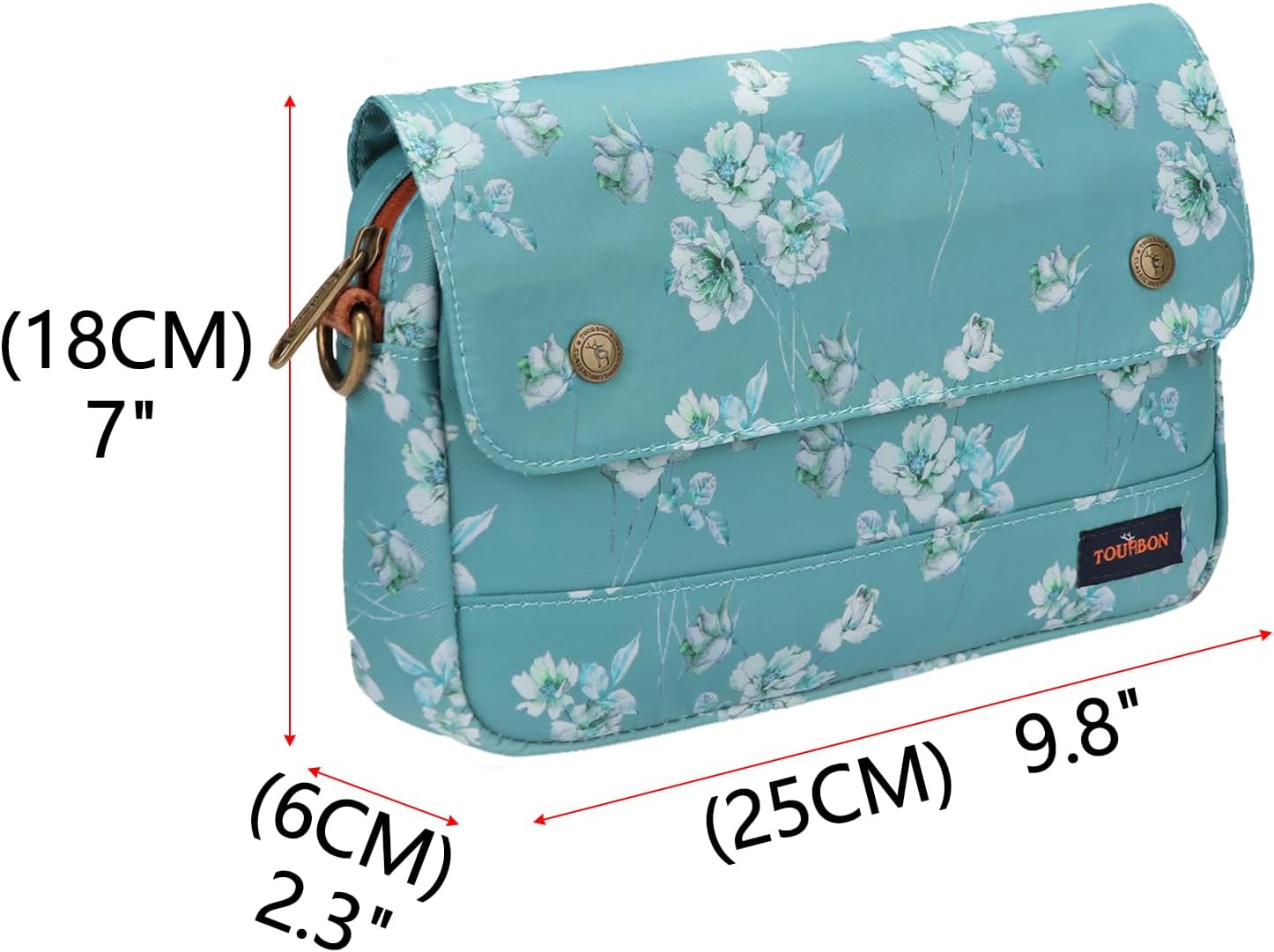 TOURBON Bike Bag Bicycle Handlebar Bag Zipper Closure Pouch Crossbar Front Frame Basket Cycling Saddebag Under Seat Strap-on Rear Rack Pannier (Blue with Flower)