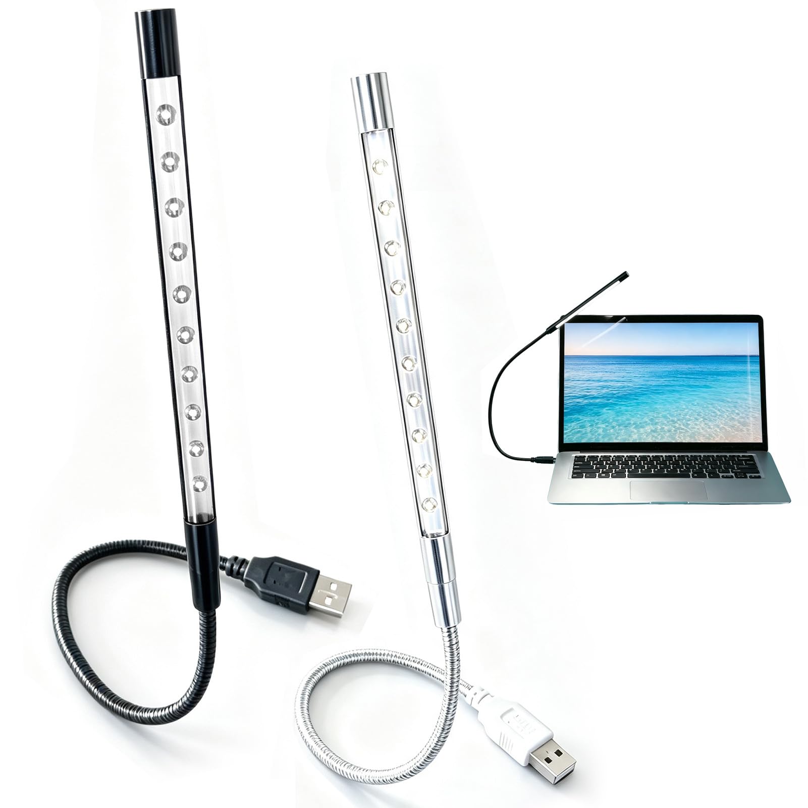 Bryon 2 Stück USB LED Leselampe, USB LED Leselampe mit Flexarm