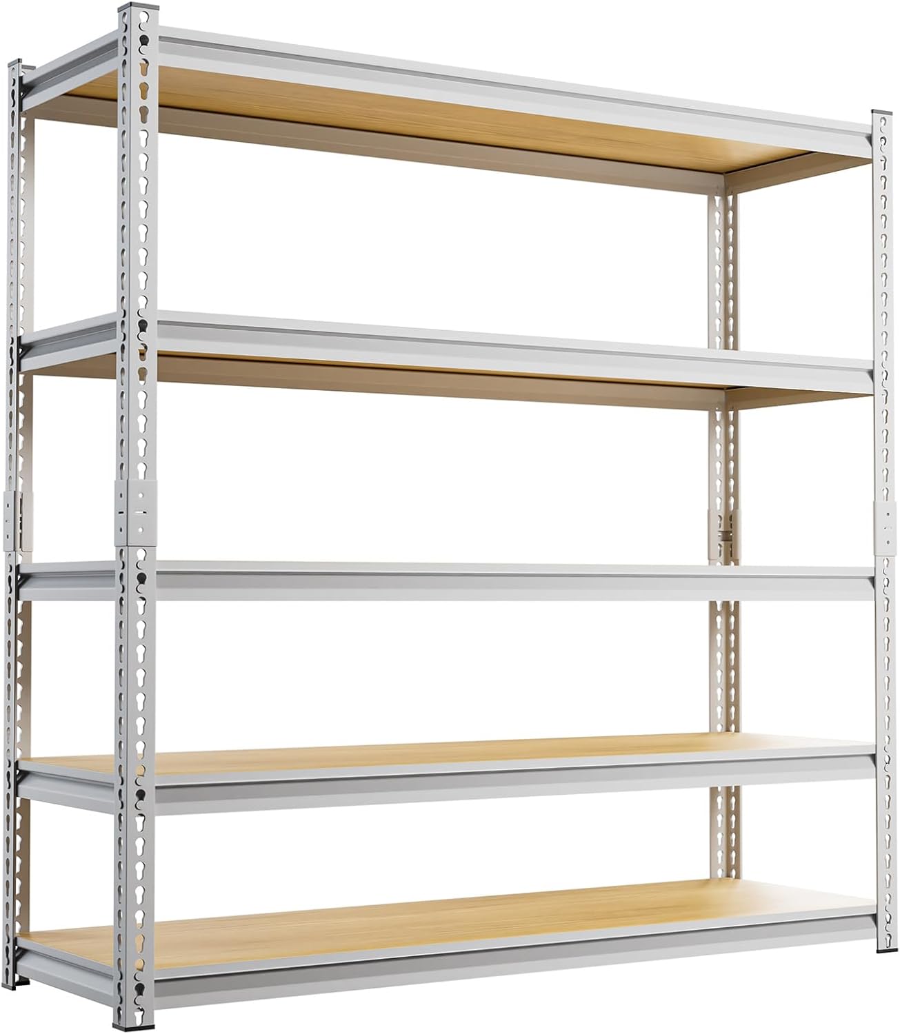 5-Tier Garage Shelving 48" W x 15.7" D x 72" H Industrial Storage Shelf 2500LBS Heavy Duty Metal Shelve Adjustable Utility Pantry Shelving Units(Black)