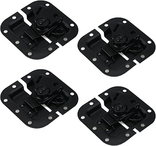 Semetall 4Pcs Spring Loaded Recessed Latch,Heavy Duty 10 Hole Medium Butterfly Twist Latch Replacement for Road Flight Case(Black,3.26"x3.07")