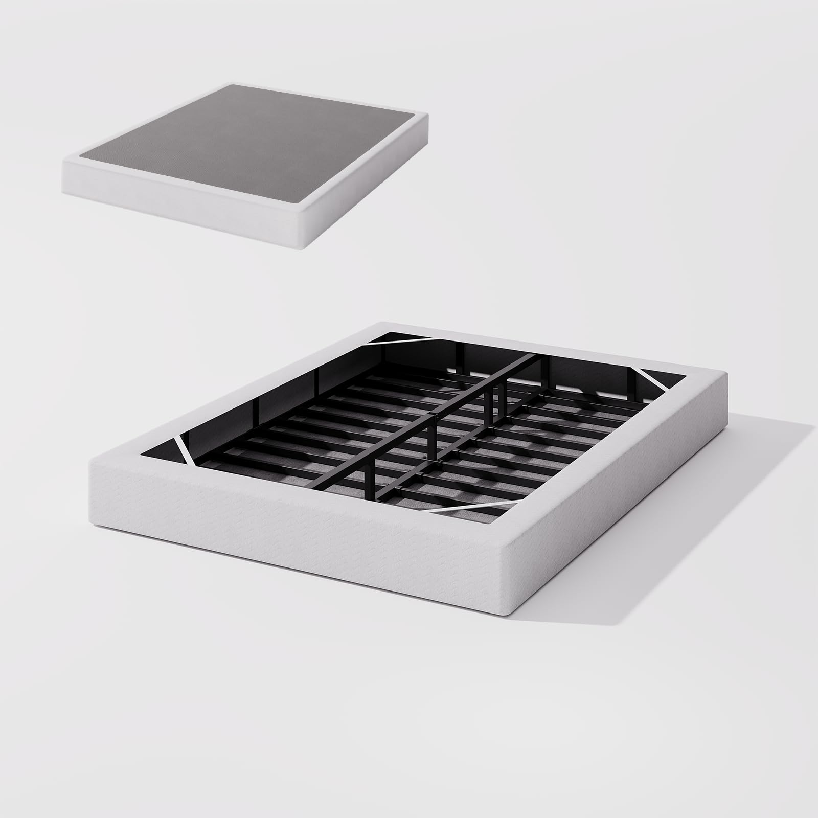 Soft Box Spring Cover King?Elastic Fabric Wrap Around 4 Sides Bed Skirt?Easy Fit Wrinkle Free Machine Washable?Suitable for 5-Inch High King Box Spring?White