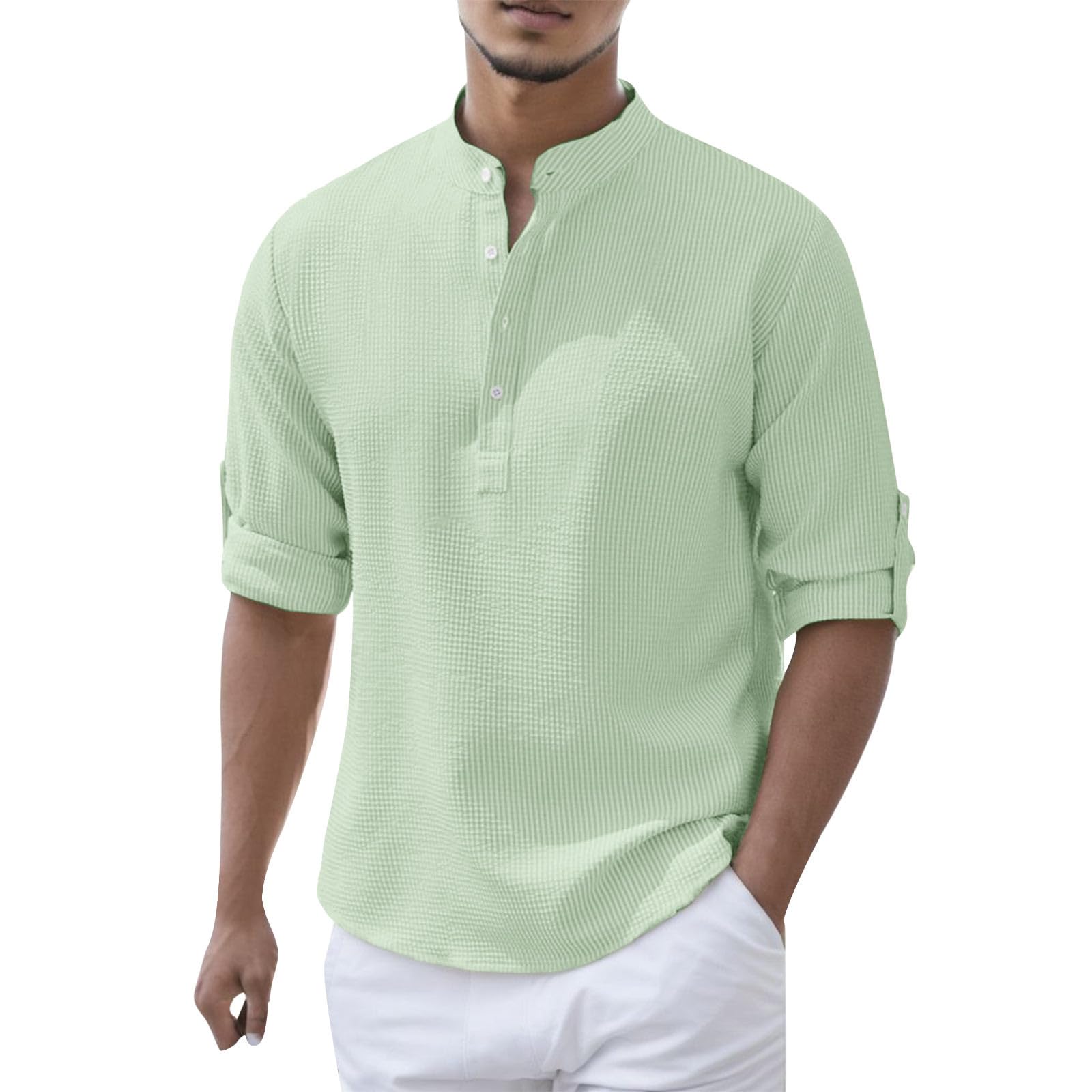 Henley shirts solid décontractée confortable pour hommes actifs - 8
