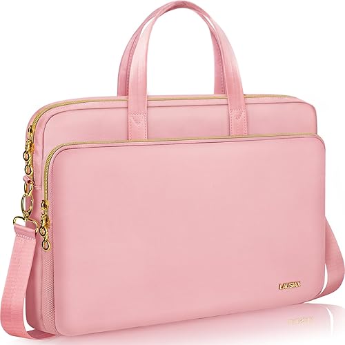 Funda para laptop para mujeres y hombres, compatible con MacBookDellHPAcerASUS, maletín de transporte de hombro impermeable, rosa, 15.6-16 pulgadas