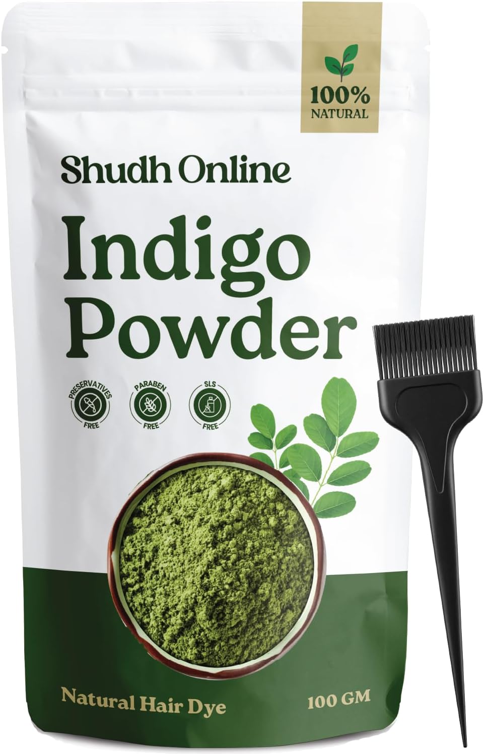 Shudh Online Indigo Powder Organic for Hair Black Colour (100 Grams), Natural Avuri Leaf Powder, Neela Amari, Neel Patti, Neelambari, Neelamari, Neelayamari, Indico