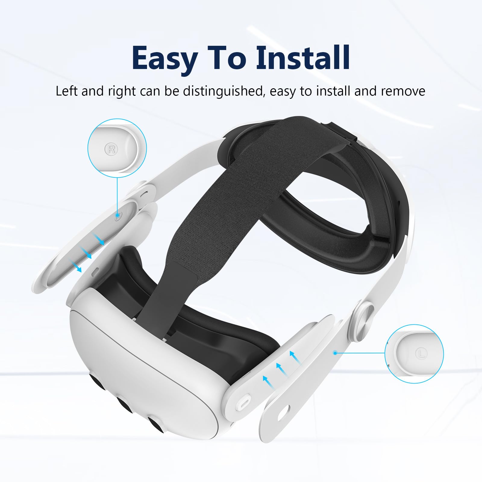 Accessori per la fascia VR per Meta Quest 3, fascia regolabile per ridurre la pressione, kit per la riduzione del peso delle cuffie VR e dello stress, sostituisce la fascia Elite
