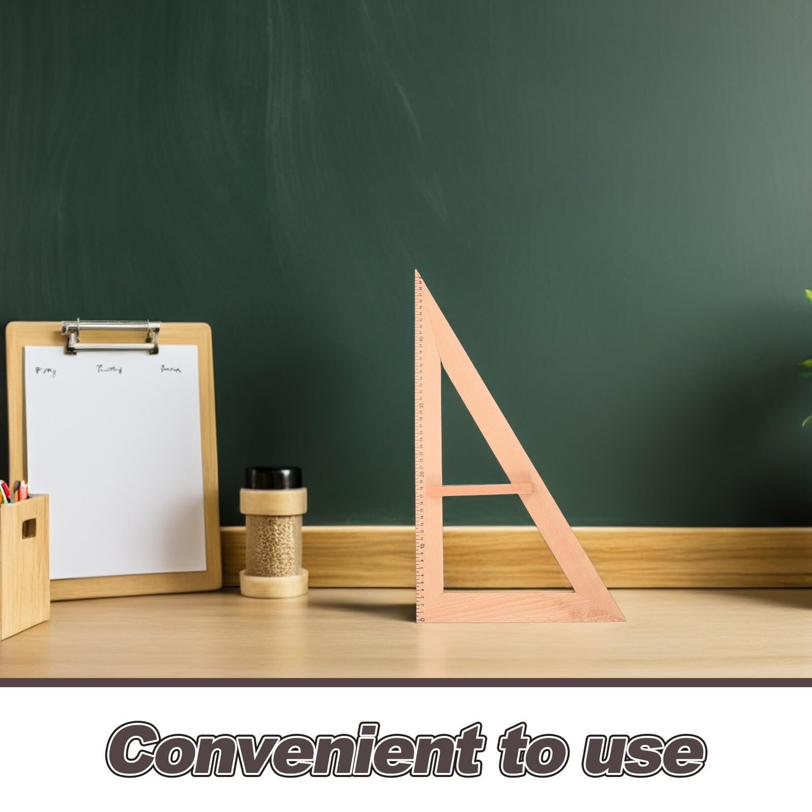 Righello Didattico in Legno 50cm e Squadra Angolare Set 2 Pezzi, Dispositivo di Misurazione per Scuola e Cucito, Strumenti Didattici per Studenti e Insegnanti