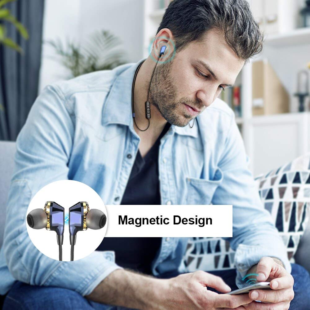Bluetooth Earphones \u0026 Headphones - Newest ALWUP G02 Bluetooth Earphone  Wireless Headphones Dual Drivers Stereo Magnetic Neckband Sport Earphone  for Phone with mic: Buy Online at Best Price in UAE - Amazon.ae