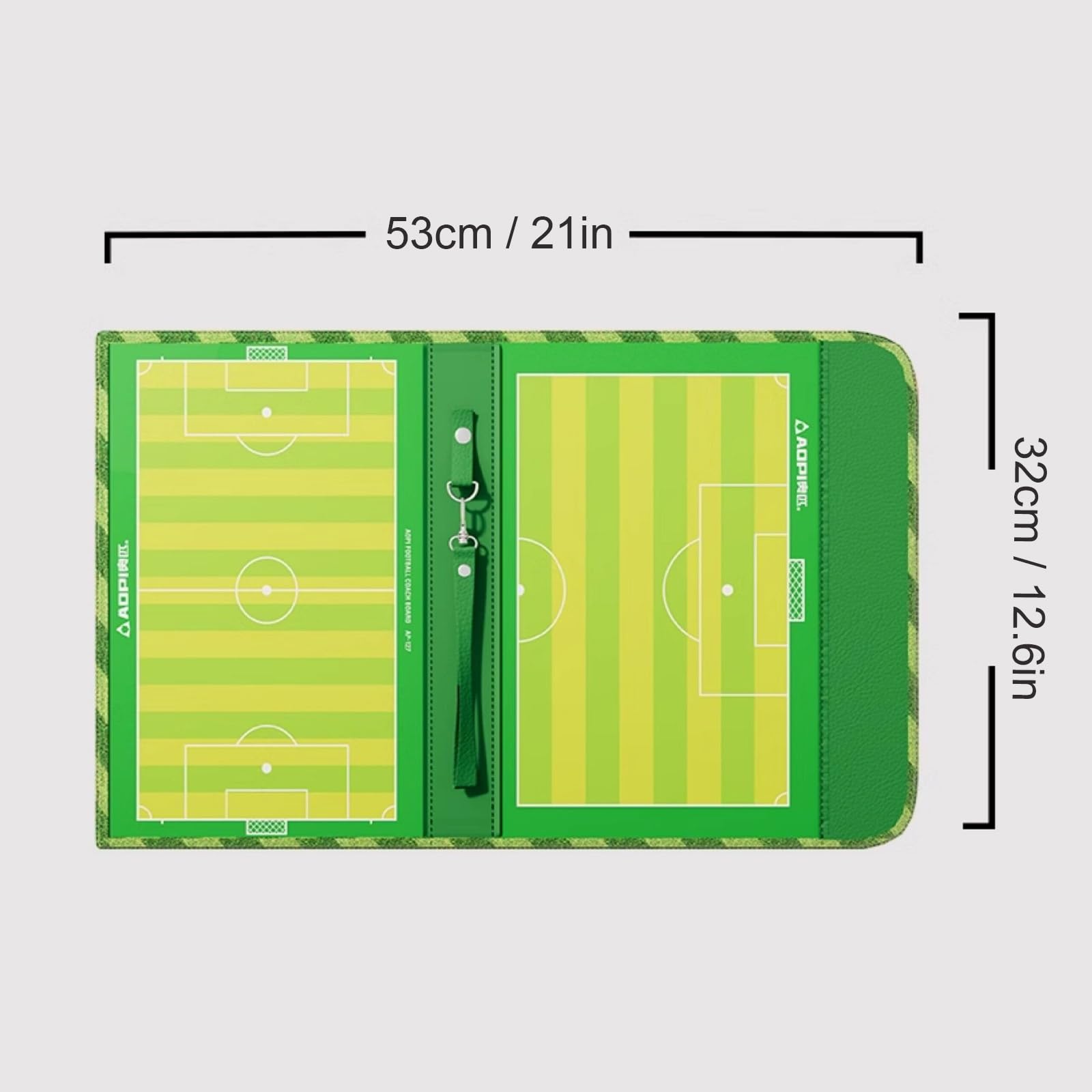 Fußball Taktiktafel, Fussball Taktiktafel, Strapazierfähiges Leder, Doppelseitig mit Linien for das Gesamte und das Halbe Spielfeld, Aufhängen