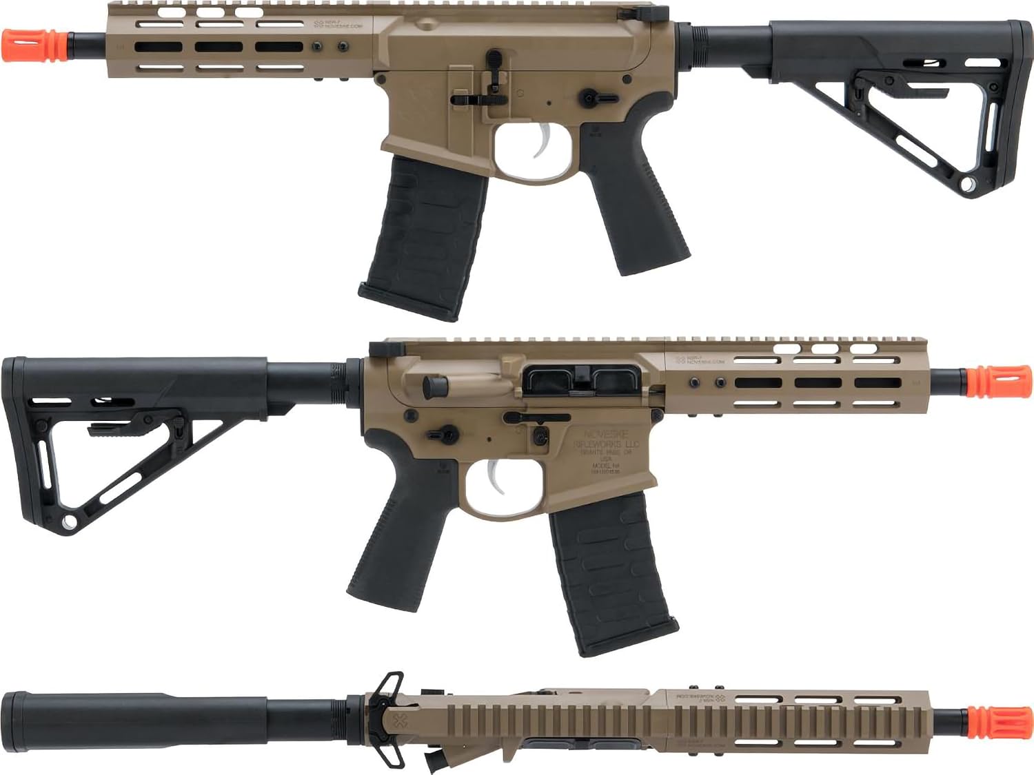 Evike Airsoft - EMG NOVESKE Gen 4 w/eSilverEdge SDU2.0 Gearbox AEG Practice Airsoft Rifle (Model: Airsoft Pistol/Flat Dark Earth)
