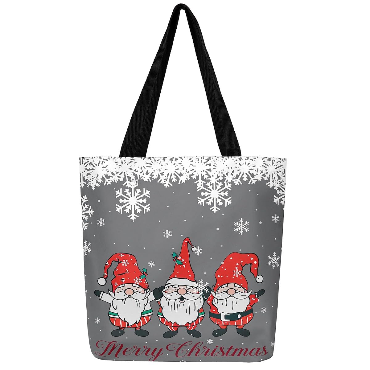 Homewish Santa Claus Reusable Multipurpose Bag Winter Snowflake Pattern Canvas Tote Bag Merry Christmas Handbag