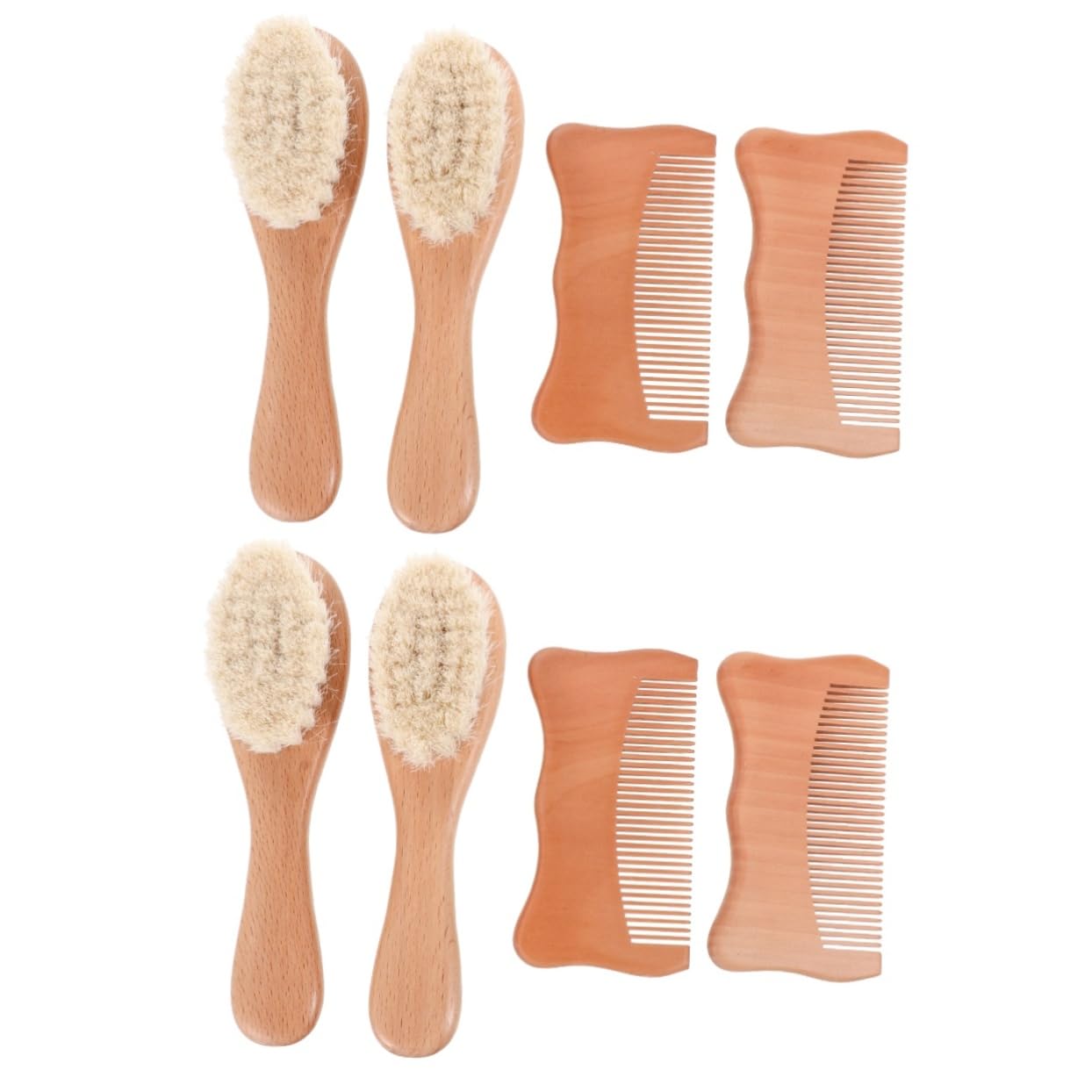 Toyvian 2 Juegos 4 Piezas Cepillo De Lana Peine De Bebé Kit De Cuidado De La Cabeza Cepillos De Lana Para Bebe Cepillo De Baño Para Bebé De Madera Colocar Cuero Cabelludo Niño Pequeño