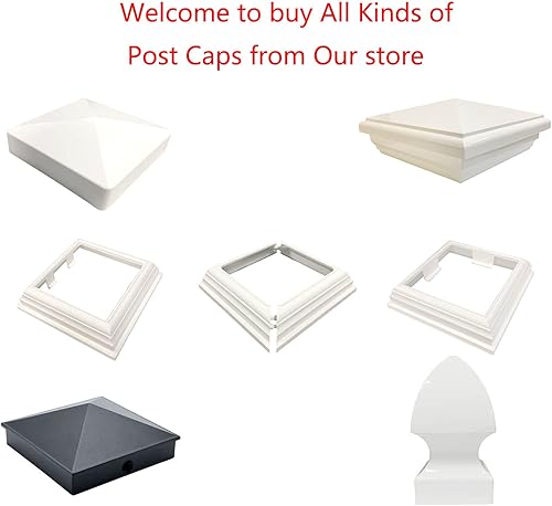 Miniatura 7 de Tapón de poste de valla de vinilo blanco de 4 pulgadas, estilo pirámide, perfecto para postes de valla de vinilo de 4 x 4 pulgadas, tapa de poste de