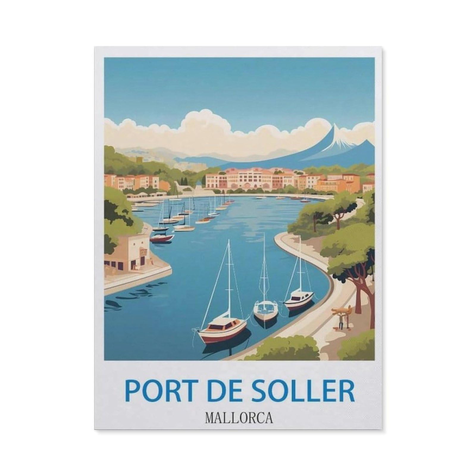 BEAYODKP 5D DIY Full Round Drill Diamond Painting，Port De Soller Mallorca