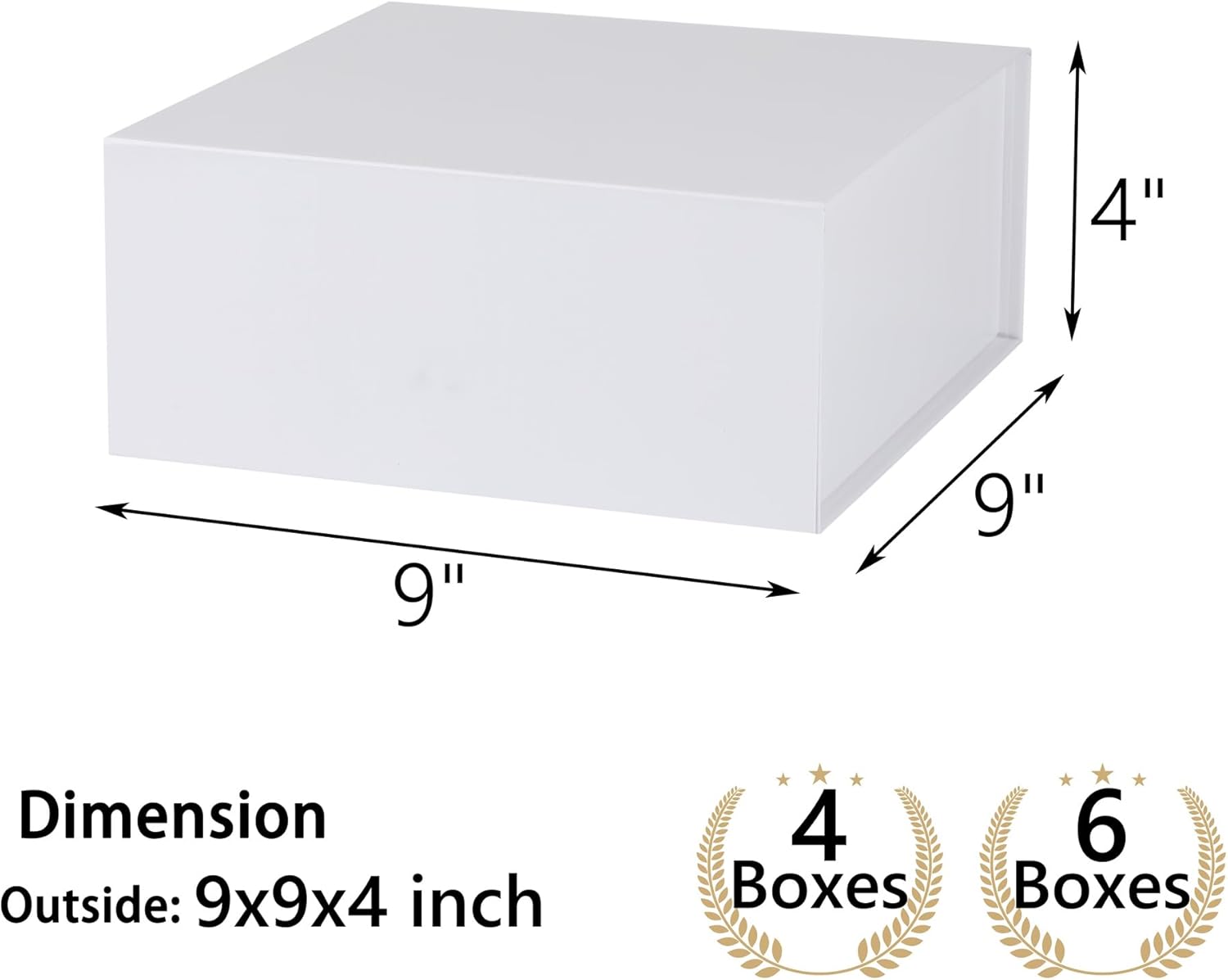 6 Pack White Gift Boxes With Lids,9x9x4 Inch Bridesmaid Proposal Box And Printable Stickers,Proposal Boxes With Ribbon For Wedding, Packaging, Present, Birthday