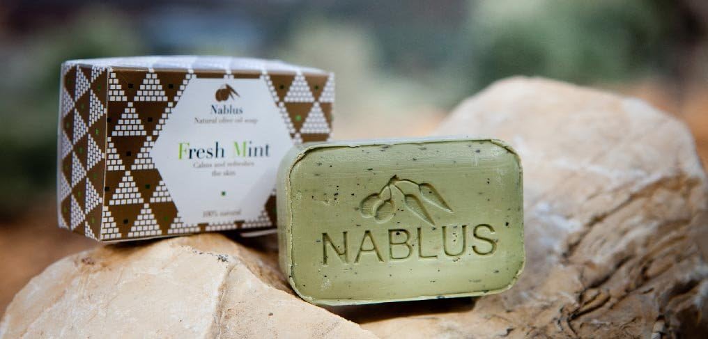 Nablus Olive Oil Soap from Palestine (100 gm/3.5 oz) Bar Soap, Fresh Mint