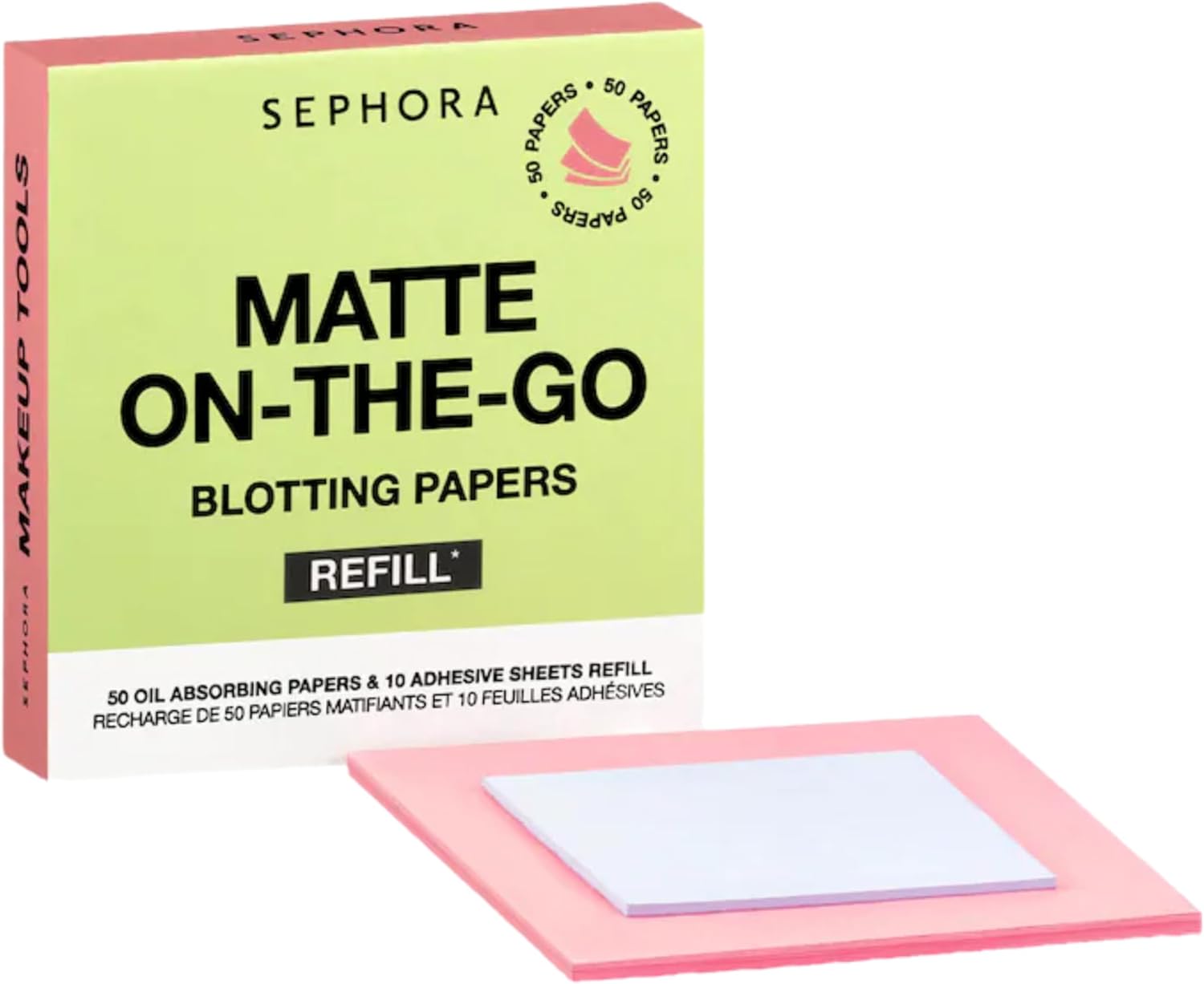 Sephora Collection Matte On-The-Go Blotting Papers Refill - 50 Oil Absorbing Papers & 10 Adhesive Sheets Refill