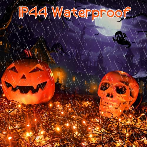 Etopgo Halloween Lights Outdoor, 20M 200LED Halloween Orange String Lights with Timer,8 Modes Plug Light for Yard Bedroom Home Party Tree Decor - Image 6