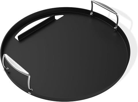 Weber RustResistant 22 Round Griddle Insert PreSeasoned Carbon Steel with Handles, EdgetoEdge Cooking Surface, Fits 22 Weber Kettle Grills - Grill Accessory