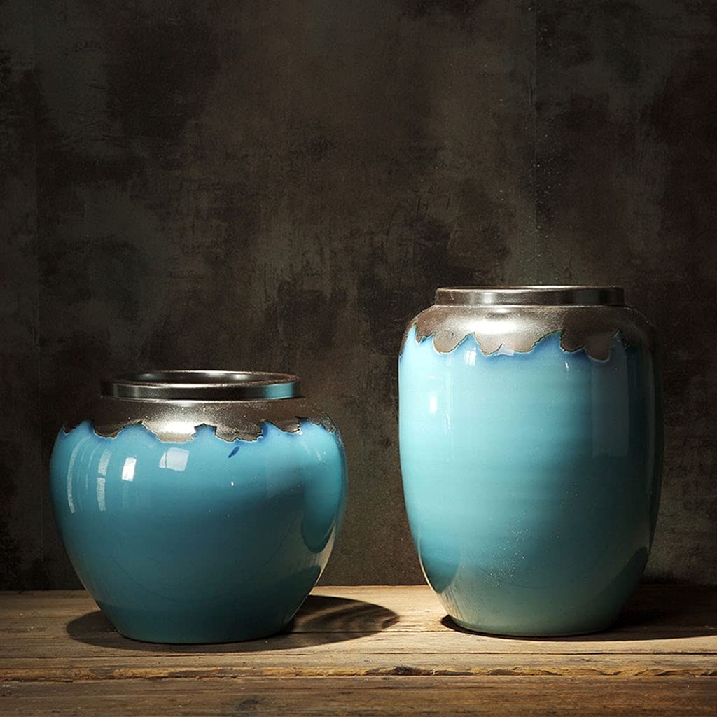Vaso Vaso in ceramica in stile cinese Decorazione Soggiorno Composizione floreale Grande vaso da fiori dal pavimento al soffitto Arredamento for la casa nordico moderno semplice Vaso In Ceramica(A)