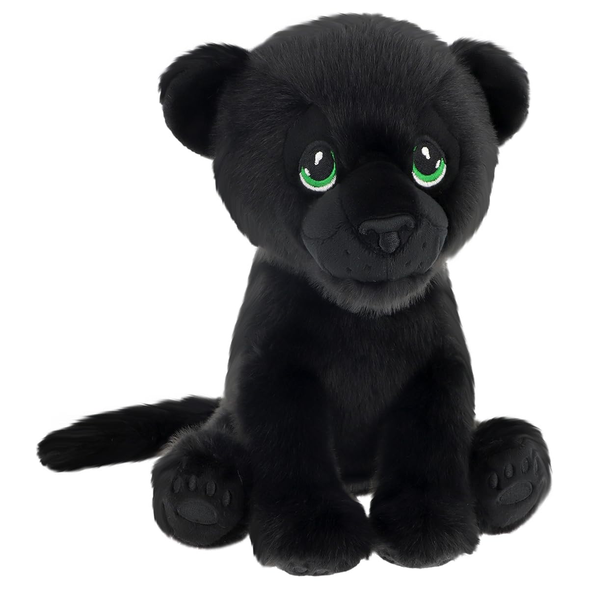 Keel Toys Keeleco Sitting Black Jungle Cat 23 cm- Plush Toy 100% Recycled - Environmentally Friendly Toy for Children - Soft Toys for kids